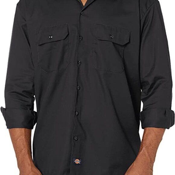 New Dickies Relax Fit 574 Long Tail Work Shirt Men's Size XL Black Easy Care - Picture 6 of 12